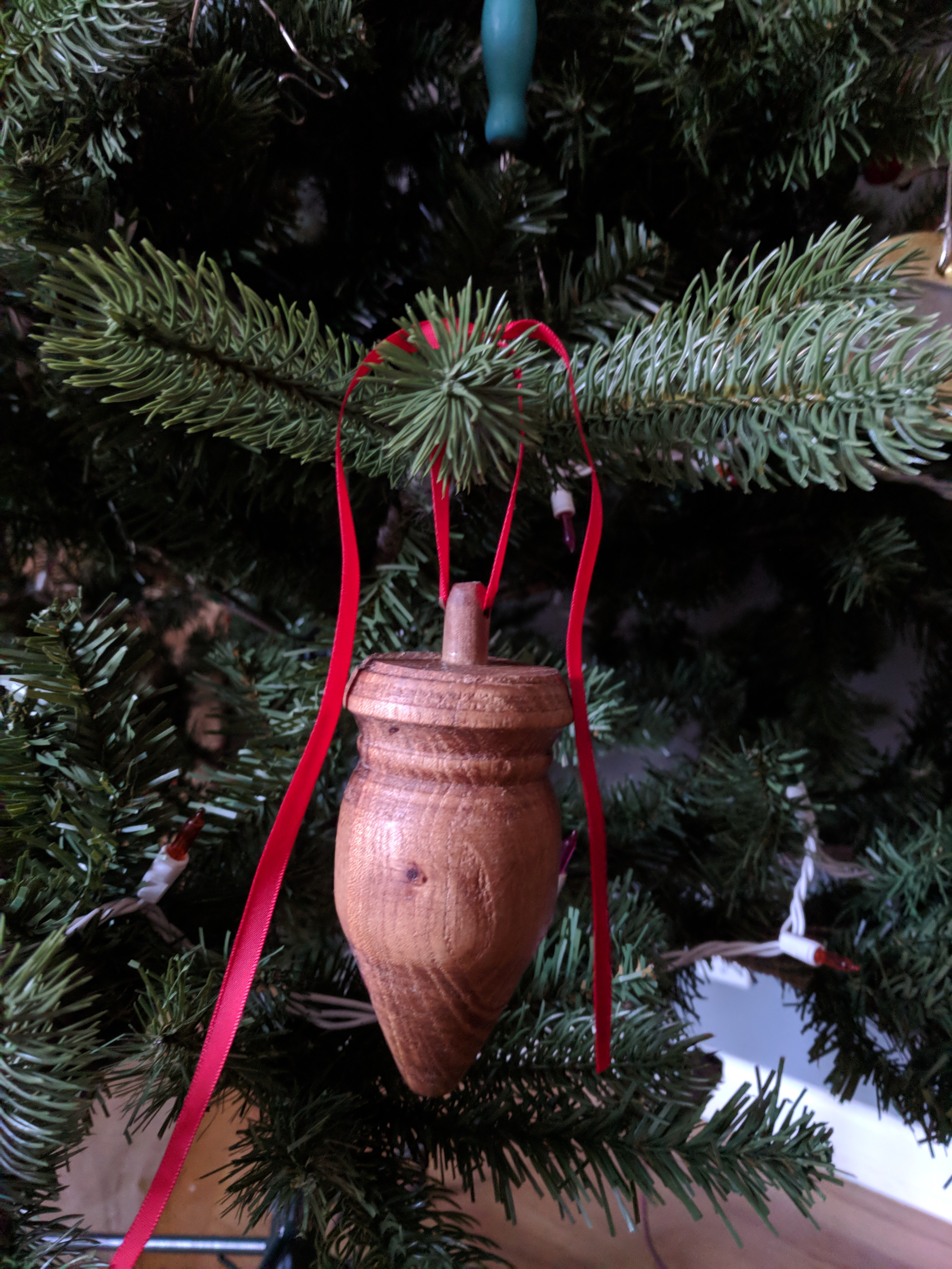 Wood turned Christmas ornament, elm