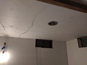 Ceiling drywall done small room