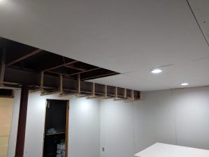 Ceiling drywall one side nearly done