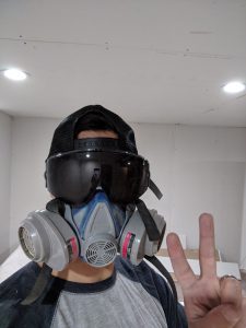Ceiling drywall personal protective equipment