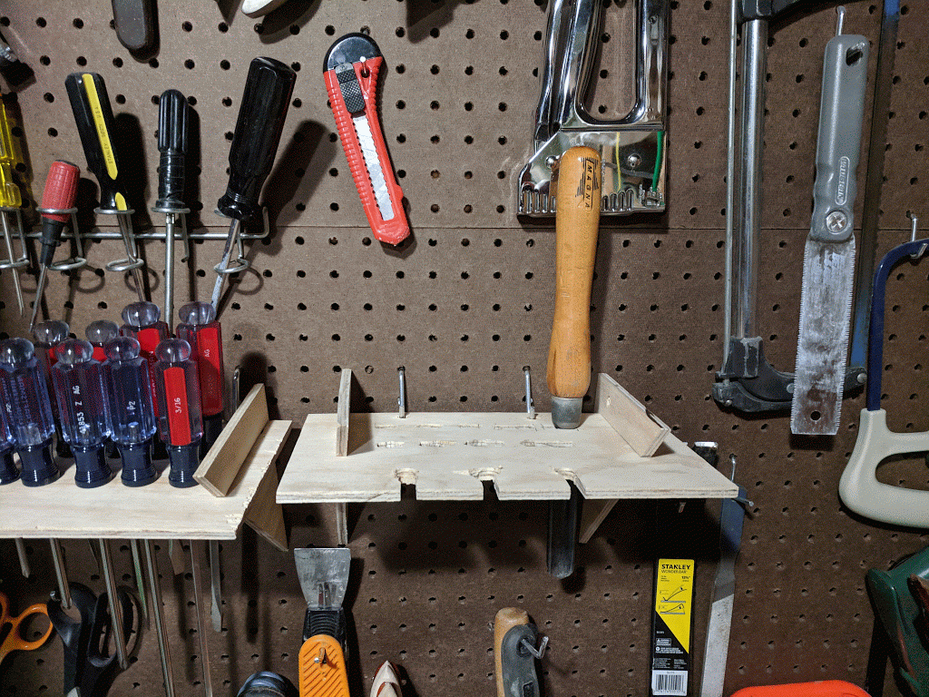 pegboard wall adding tools animation