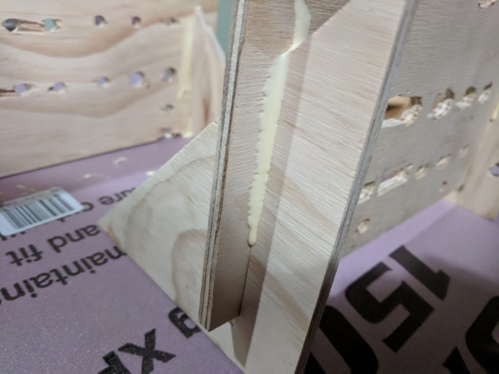 pegboard wall glue up detail