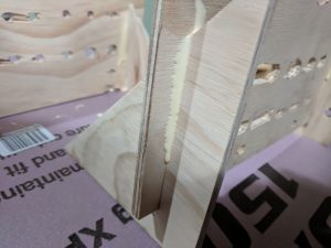pegboard wall glue up detail
